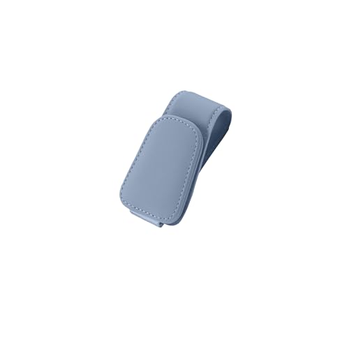 Magnetic Leather Sunglass Holder, Eyeglass Hanger Clip for Car Sun Visor, Suitable for Different Size Eyeglasses (Blue, 1 Pack) - color: Blue