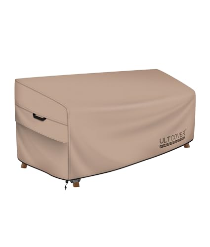 ULTCOVER Waterproof Outdoor Sofa Cover - Heavy Duty Patio Bench Covers 58W x 28D x 35H inch - color: Brown-30"Deep, size: 58"x28"x24"/35"(H)
