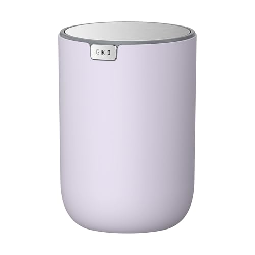 EKO Fandy 0.4 Gal/1.5L Mini Tabletop Trash Bin with Swing-Lid, Desktop Trash Can for Bathroom Countertop, Vanity, Coffee or Office, Small Garbage Bin (Lavender) - color: Lavender, size: Tabletop 1.5 Liters