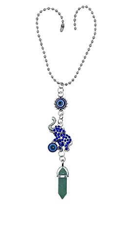 LUCKBOOSTIUM Evil Eye Elephant Hanging Charm Ornament - Decorative Accessories and Things to Hang in Your Car Mirror, Wall, Home or Office Door for Protection (Green Phantom Crystal) - color: Green Phantom Crystal