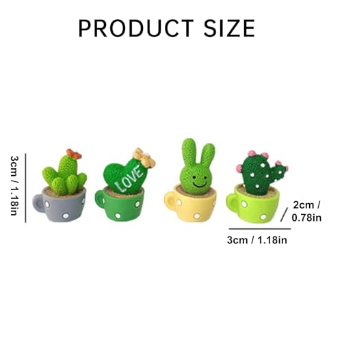 4 PCS Mini Shaking Head Cactus Potted Car Ornaments for Women Spring Dashboard Decor for Car Monitor Kraft Paper Box Packaging - color: Green