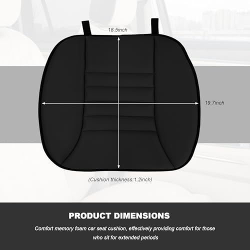 Car Seat Cushion, Breathable Driver Seat Protector with 1.2" Thick Comfortable Memory Foam, Universal Non-Slip Chair Pillow Pressure Relief Cushion Pad for Car Home Office (Black) - color: Black
