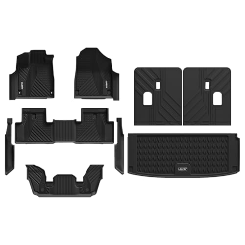 LASFIT Floor Mats & Trunk Mat & Backrest Mats for Acura Mdx 2022-2026 Cargo Mat All Weather TPE Mats Custom Fit Floor Liner for Mdx 1st & 2nd & 3rd Row Car Mats & Cargo Liner, Black, Easy to Clean - size: 2022-2026 | For Acura Mdx | Full Set
