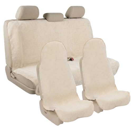 Waterproof Car Seat Cover Full Sets Interior Sets Universal Fits Car Sweat Towel for Trucks SUV Van Car Seat Protector Beige Protector Cloth Seats Pack of 3 - color: Beige, size: Full Set
