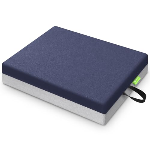 AUVON Ventilation Seat Cushion for Tailbone, Pressure Sore and Ulcer Pain Relief, Premium Memory Foam Enhanced Breathability for Extended Sitting, Waterproof, Non-Slip Base for Chair, Wheelchair, Car - color: Navy Blue