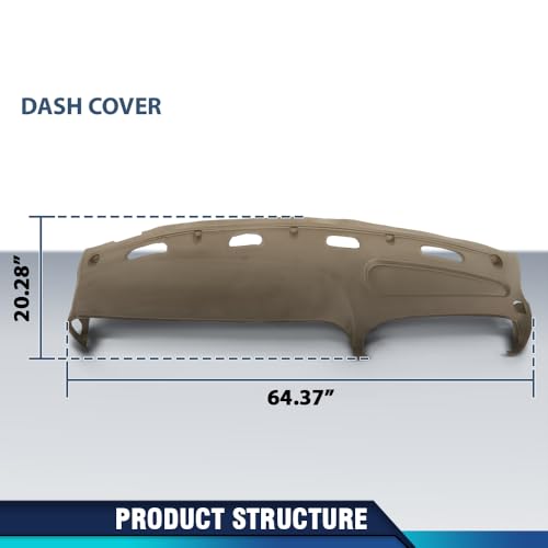 PIT66 TPE Dash Cover Dashboard Bezel, Fit Dodge Ram 1500 (submodel: Laramie, Sport, ST, WS) 1998-2001, Fit Ram 2500 3500 Base 1998 1999 2000 2001 2002 Instrument Panel (Beige) - size: 1998-2002 Dodge Ram (Beige)