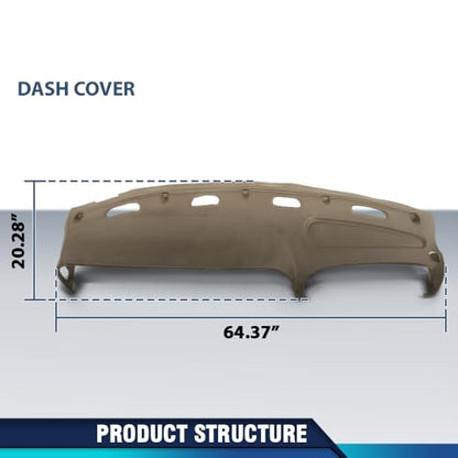 PIT66 TPE Dash Cover Dashboard Bezel, Fit Dodge Ram 1500 (submodel: Laramie, Sport, ST, WS) 1998-2001, Fit Ram 2500 3500 Base 1998 1999 2000 2001 2002 Instrument Panel (Beige) - size: 1998-2002 Dodge Ram (Beige)