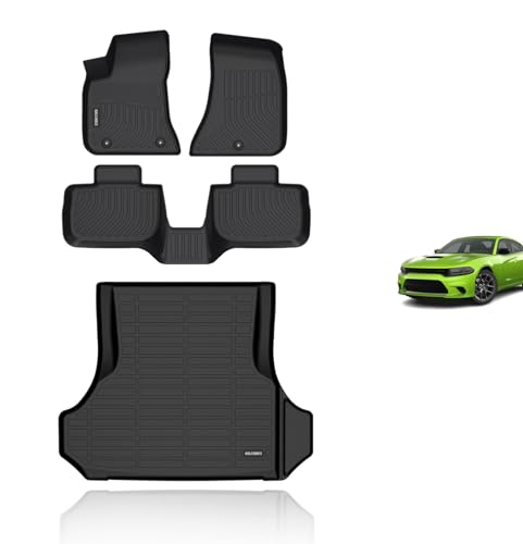 KELCSEECS Floor Mats & Cargo Liner for 2011-2022 2023 Dodge Charger RWD/Chrysler 300 RWD All Weather Car Mats Cargo Mat Trunk Mat Charger/Chrysler 300 Floor Mats Trunk Liner Black Accessories - style: 7)For 2011-2023 Charger/Chrysler 300 RWD Full Set