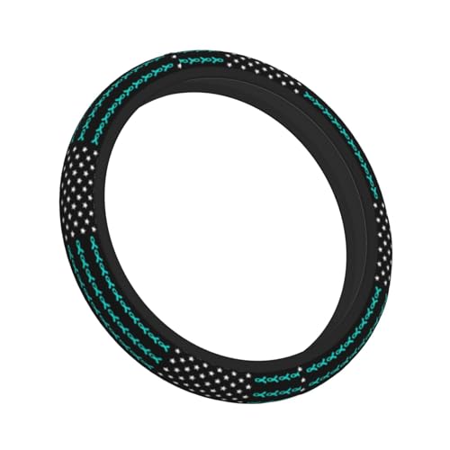 America Flag Fight Scleroderma Awareness Breathable Neoprene Steering Wheel Cover - Anti-Slip Floral Design Universal Fit for Cars/Trucks/Suvs (14.5"-15" Inch) - color: America Flag Fight Scleroderma Awareness