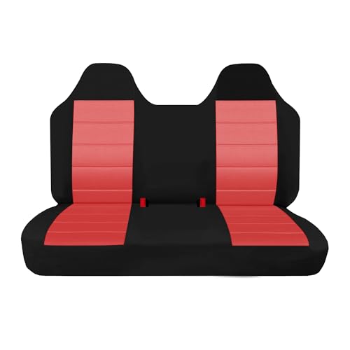 Thickened Oxford Cloth Front Solid Bench Seat Covers with Molded Headrests fit for Ford F150 1999 2000 2001 2002 2003 2004 -Red - color: red, size: 1999-2004