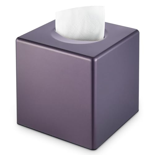 Y-in Hand Tissue Box Cover, Square Facial Cube Tissue Box Holder, Storage Accessories for Bathroom Vanity, Bedroom Countertops, Dressers, Night Stand, Parlors and Offices - Purple - color: Purple