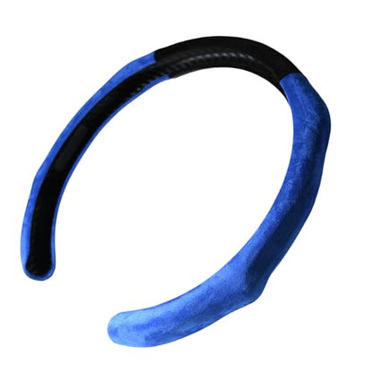 Quick Install Sporty Suede Steering Wheel Cover with Blue Grips Universal fit Any 14.5 to 15 inches Car Sedan Coupe SUV Pickup - color: Black+ Blue Sides, size: Suede