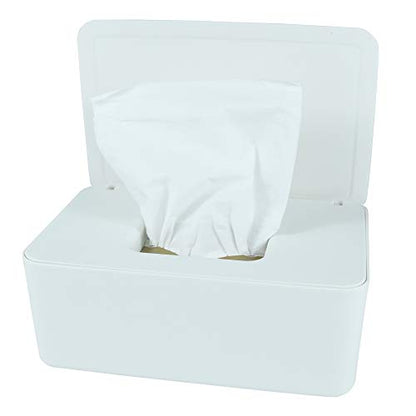 Diaper Wipes Dispenser, Tissue Storage Box Case, Wet Wipe Dispenser Holder with Lid for Home, Office, Cars (White) - color: White