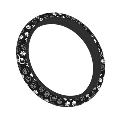 Paw Print Steering Wheel Cover - Black White Starry Sky Dog Paw Steering Wheel Cover Universal 15 Inch Truck Non-Slip Breathable Neoprene Car Accessory for Women Men Steering Wheel Protector - color: Starry Sky Dog paw