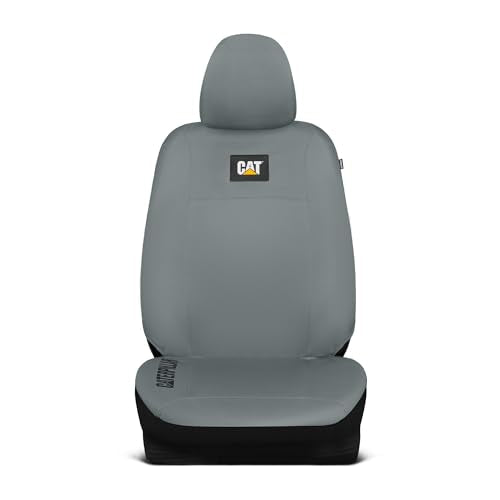 CAT DuraDrive Car Front Seat Cover – (1) pc, Gray Oxford, Heavy Duty Protection, Semi-Universal Fit – Durable Water-Resistant Auto Seat Protector for Truck, SUV, Sedan – Easy Install & Washable - color: Gray 1 Front