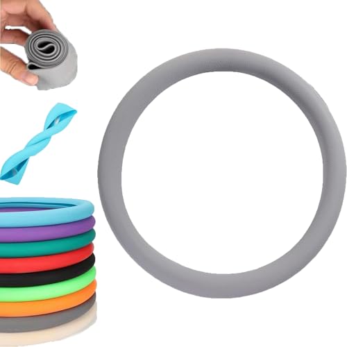 Car Steering Wheel Protective Cover, Cool Non-Slip Silicone Steering Wheel Protector, Universal Fit for Most Cars (Light Gray) - color: Light Gray