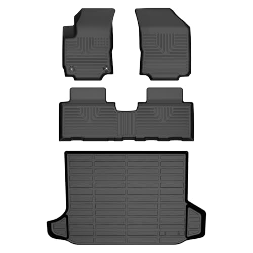 AIPOIL® Floor Mats & Cargo Liner Set for 2018-2024 Chevy Equinox & GMC Terrain All Weather Protection TPE Anti-Slip Automotive Full Set Custom Chevrolet Equinox Car Mats Accessories - Black - style: 32) For Equinox & Terrain 2018-2024 Full Set