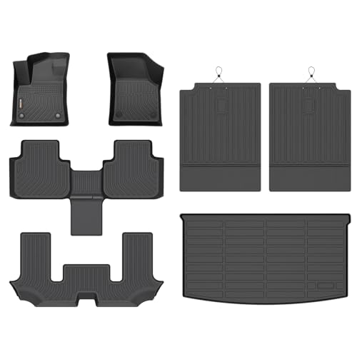 Binmotor-All Weather Floor Mats & Cargo Liner for Volkswagen Atlas 2018-2026(6 Passenger Bucket Seating), 3 Rows Full Set Car Mats TPE, Heavy Duty Car Floor Liners Guard for VW Atlas Accessories - style: 1) Car Mats for VW Atlas 6 Seats (2018-2026) full s