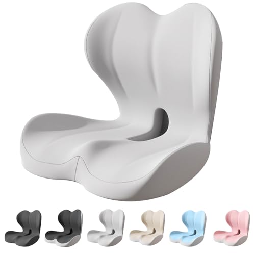 Back and Seat Cushion, Car Seat Cushion, Soothe+ Cushion, Memory Foam L-Shaped Integrated Seat Cushions Lumbar & Lower Back Support for Office Chair, Car (Ligeht Grey-C) - color: Ligeht Grey-c