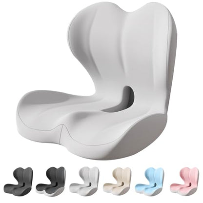 Back and Seat Cushion, Car Seat Cushion, Soothe+ Cushion, Memory Foam L-Shaped Integrated Seat Cushions Lumbar & Lower Back Support for Office Chair, Car (Ligeht Grey-C) - color: Ligeht Grey-c