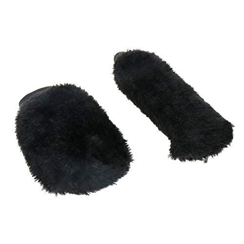 Modengzhe 2 Pcs Plush Car Handbrake and Gear Shift Knob Cover, Warm and Anti-Slip Protective Sleeves, Black