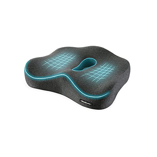 Memory Foam Seat Chair Cushion for Relieves Back Sciatica Pain Tailbone Pain Coccyx Degenerating Disc Orthopedic Osteoarthritis Prostate Cushion Low Back Pain Cushion Hip Shaping (Dark Gray) - color: Dark Gray
