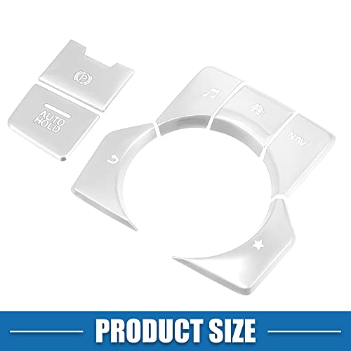 Car Center Console Gear Panel Multi-Media Handbrake Switch Cover Trim for Mazda CX-5 2017-2020 Silver Tone (Set of 7) - color: Silver Tone