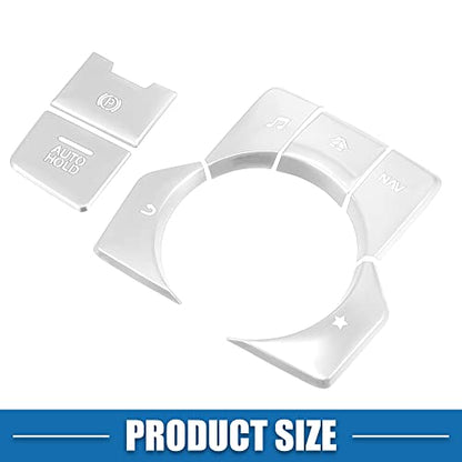 Car Center Console Gear Panel Multi-Media Handbrake Switch Cover Trim for Mazda CX-5 2017-2020 Silver Tone (Set of 7) - color: Silver Tone