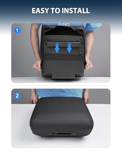 Center Console Cover for 2021-2026 Ford F150 Accessories, Vinyl Leather Middle Armrest Cusion Protector, Anti-Scratch, Black Gray Stitches, Bucket Seat Only(not for Work Station) - size: Bucket Seat, 2021-2026 F150, gray stitch