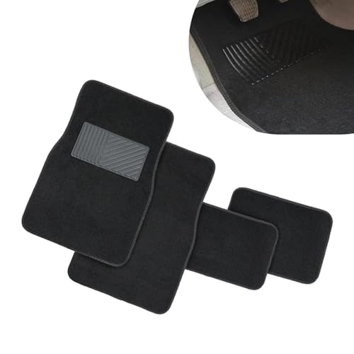 4 PCS Car Carpet Floor Mats, 25.59In x 17.12In, 11.81In x 17.12In, Anti-Slip Durable Vehicle Protective Mat, Universal All-encompassing Floor Pads for Most Cars SUVs (Black)