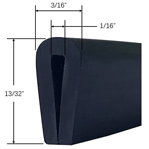 Rubber Edge Trim, 1/16" U Channel Edge Trim, Edge Protector, Length 10Ft, U Shaped Gasket, EPDM Material, Black Color, Edge Protector for Sheet Metal1