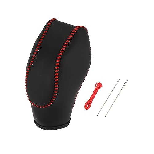 X AUTOHAUX Car Faux Leather Gear Shift Knob Cover for Ford Focus Escape Fusion Fiesta Transit Van Red Line - color: Red