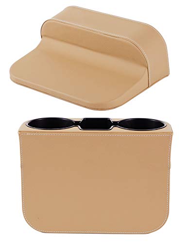 Car Seat Organizer Cup Drink Holders,Multifunctional Gap Filler Storage Box,Insert Organization Helps Reduce Distracted Driving&Holds Phone Mount Mug Bottle Cellphone Coaster Wallet Card (XBD-Beige) - color: XBD-Beige