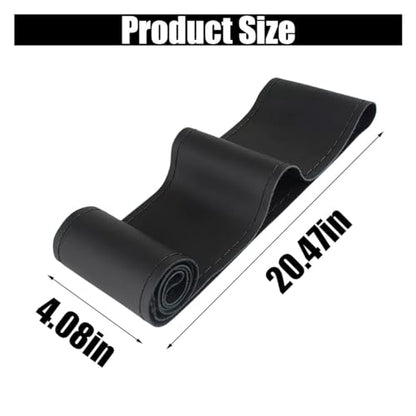 Car Genuine Leather Steering Wheel Cover, DIY Sewing with Needle and Thread, Breathable, and Anti-Slip, Universal 15 Inch Car Steering Wheel Stitching Wrap (Black, Glossy) - color: Black, size: 15 inches - Glossy