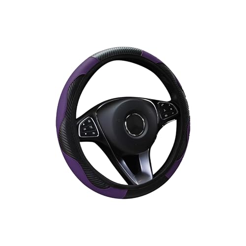 Car Steering Wheel Cover, 15 inch Carbon Fiber Microfiber PU Leather Elastic Steering Wheel Protector for Men Women,Universal Durable Car Decorative Fit for Most Cars, Trucks, SVU(Purple) - color: Purple