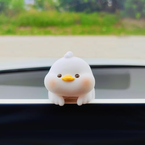 Cute Furry Animal Rear View Mirror Accessories, Car Dashboard Ornament Center Screen Decoration Rearview Mirror Charm, Car Accessories Interior Decor for Women/Men (Duck) - style: Duck