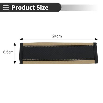 Black Beige Seat Belt Cover Pad Faux Leather 24cm Seatbelt Strap Cushion Shoulder Padding 2 Pcs - color: Black,Beige