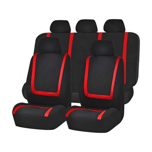 Zpana Car Seat Covers, Full Set Split Non-Slip Vehicle Front & Rear Seat Protector, Durable Comfortable Automotive Interior Chair Protective Cover, Universal for SUV Automobile Truck (Black/Red) - color: Black/Red, size: Full Set