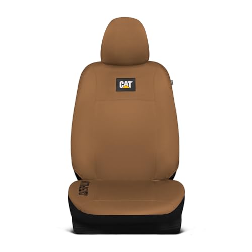 CAT DuraDrive Car Front Seat Cover – (1) pc, Beige Oxford, Heavy Duty Protection, Semi-Universal Fit – Durable Water-Resistant Auto Seat Protector for Truck, SUV, Sedan – Easy Install & Washable - color: Beige 1 Front