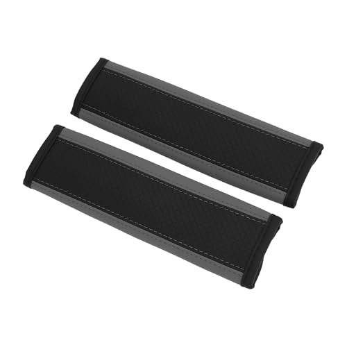 Black Gray Seat Belt Cover Pad Faux Leather 24cm Seatbelt Strap Cushion Shoulder Padding 2 Pcs - color: Black,Gray