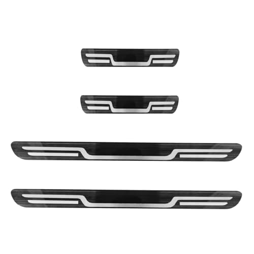Craedli 4PCS Car Door Sill Protector Sticker, Stainless Steel Auto Door Edge Guard, Anti-Scratch Door Sill Threshold Protection Strip, Universal Car Interior Decoration for Sedan SUV (Black) - color: Black
