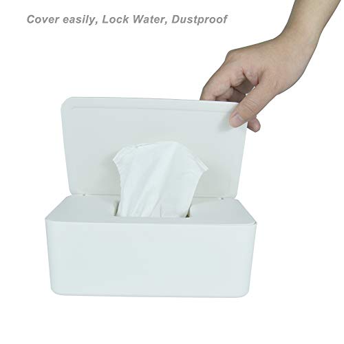 Diaper Wipes Dispenser, Tissue Storage Box Case, Wet Wipe Dispenser Holder with Lid for Home, Office, Cars (White) - color: White