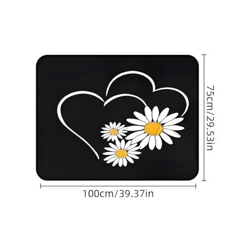 Universal Car Trunk Mat 29" x 39", Heart and Daisy All Weather Trunk Protection Cargo Liner, Durable Cargo Mat Rear Trunk Liner, Stylish Vehicle Interior Accessories Suitable for Most Car Models - color: Heart and Daisy