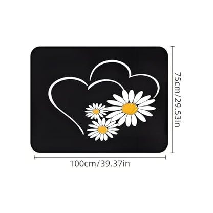 Universal Car Trunk Mat 29" x 39", Heart and Daisy All Weather Trunk Protection Cargo Liner, Durable Cargo Mat Rear Trunk Liner, Stylish Vehicle Interior Accessories Suitable for Most Car Models - color: Heart and Daisy