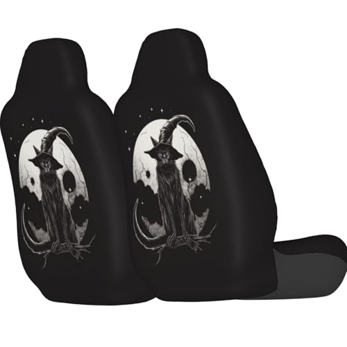 Dujiea Black Cat with Pointy Witch Hat Car Front Seat Covers 2 Pcs Universal Auto Seat Covers Front Seats Only, Vehicle Bucket Seat Protectors Fit for Most Car SUV Sedan and Truck - color: Black Cat With Pointy Witch Hat