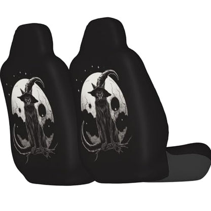 Dujiea Black Cat with Pointy Witch Hat Car Front Seat Covers 2 Pcs Universal Auto Seat Covers Front Seats Only, Vehicle Bucket Seat Protectors Fit for Most Car SUV Sedan and Truck - color: Black Cat With Pointy Witch Hat