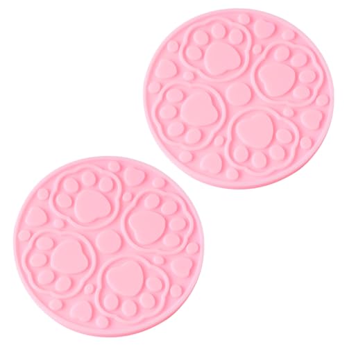 YoRise 2PCS Dog Paw Print Car Cup Holder Coasters, 2.75" Waterproof & Non-Slip Silicone Cup Holder Insert Coaster, Cute Drink Coasters, Car Interior Accessories for Most Vehicles (Pink) - color: Pink