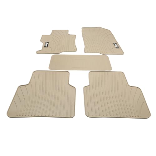 IKON MOTORSPORTS, Floor Mats Compatible with 2008-2012 Honda Accord Sedan 4Door, Latex Rubber Heavy Duty All Weather Season Car Auto Custom Fit Front Rear Carpets Liner 5PC Beige