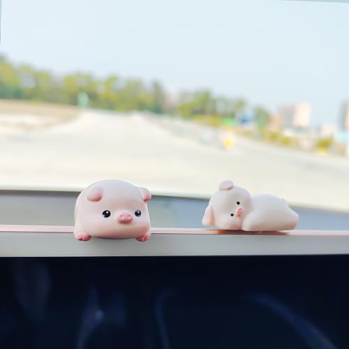 Cute Animal Rear View Mirror Accessories, Car Center Screen Decoration Dashboard Ornament, Car Accessories Interior for Women/Men Computer Monitor Decor - style: Piggies