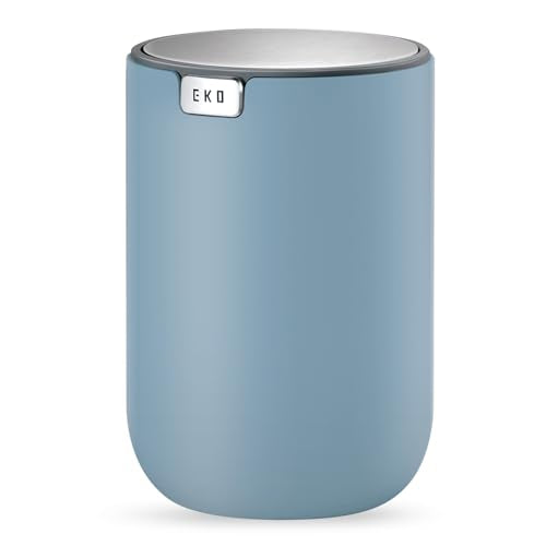 EKO Fandy 0.4 Gal/1.5L Mini Tabletop Trash Bin with Swing-Lid, Desktop Trash Can for Bathroom Countertop, Vanity, Coffee or Office, Small Garbage Bin (Blue) - color: Blue, size: Tabletop 1.5 Liters